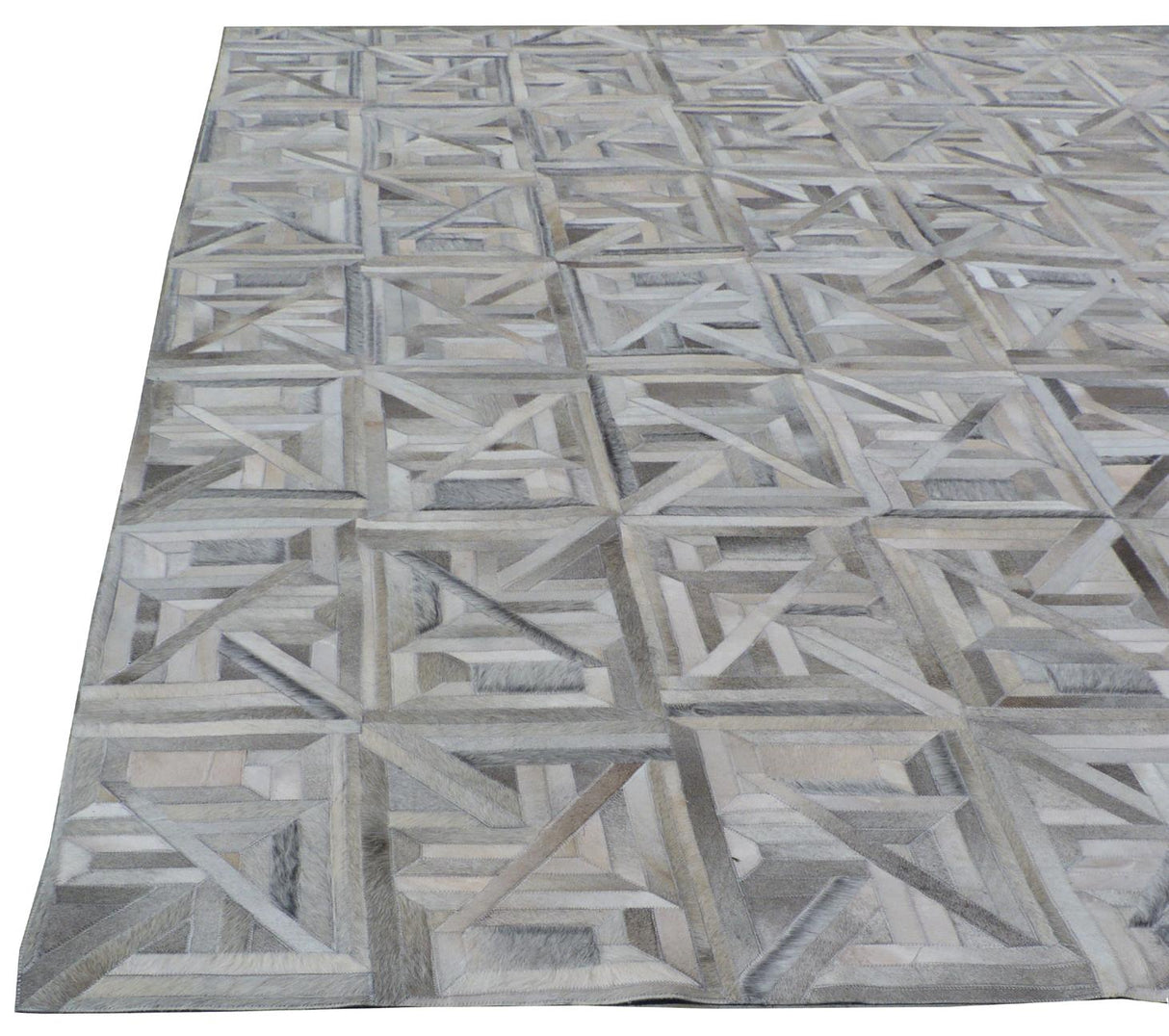 Exquisite Rugs Natural Hide Handmade Leather Hide in 2172 Silver/Multi 8' x 10' Area Rug