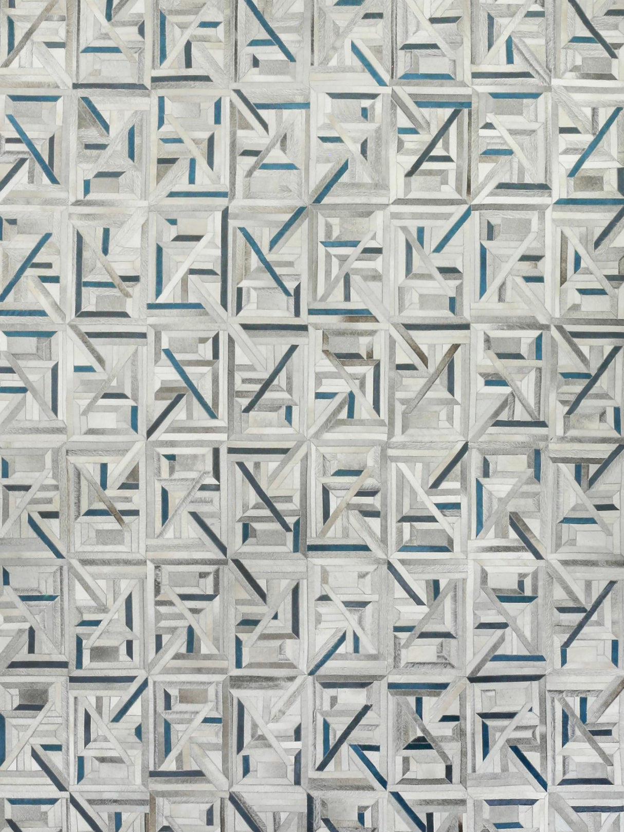 Exquisite Rugs Natural Hide Handmade Leather Hide in 2173 Silver/Blue 13' x 14' Area Rug