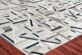 Exquisite Rugs Natural Hide Handmade Leather Hide in 2173 Silver/Blue 13' x 14' Area Rug