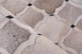 Exquisite Rugs Natural Hide Handmade Leather Hide in 2176 Silver/Ivory/Dark Gray 5' x 8' Area Rug