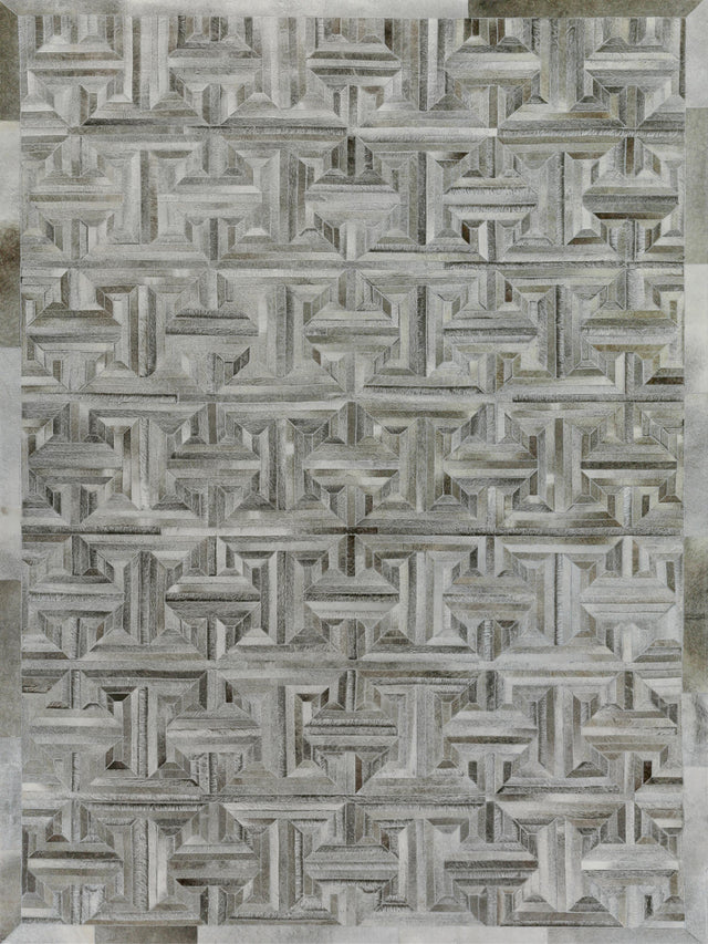 Exquisite Rugs Natural Hide Handmade Leather Hide in 2177 Gray 5' x 8' Area Rug