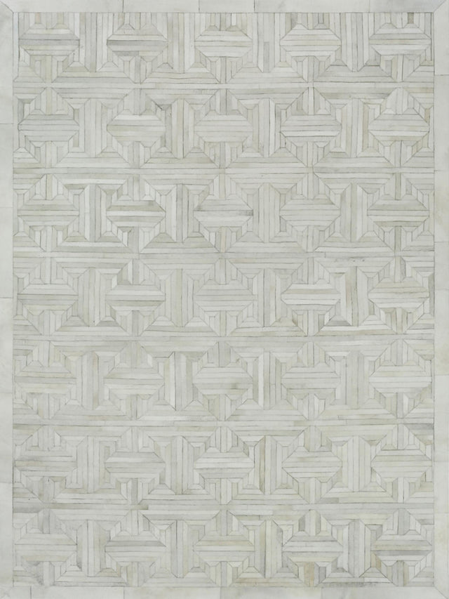 Exquisite Rugs Natural Hide Handmade Leather Hide in 2178 Ivory 5' x 8' Area Rug