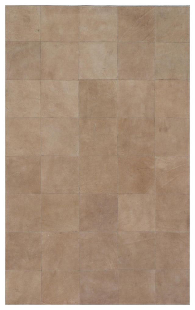 Exquisite Rugs Leather Suede Handmade Leather Hide in 2185 Beige 5' x 8' Area Rug