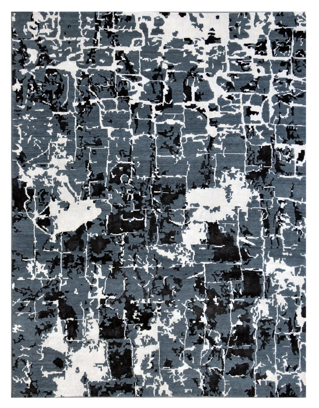 Exquisite Rugs Cecily Hand Knotted Wool/Bamboo Silk in 2201 Black/Gray 8' x 10' Area Rug