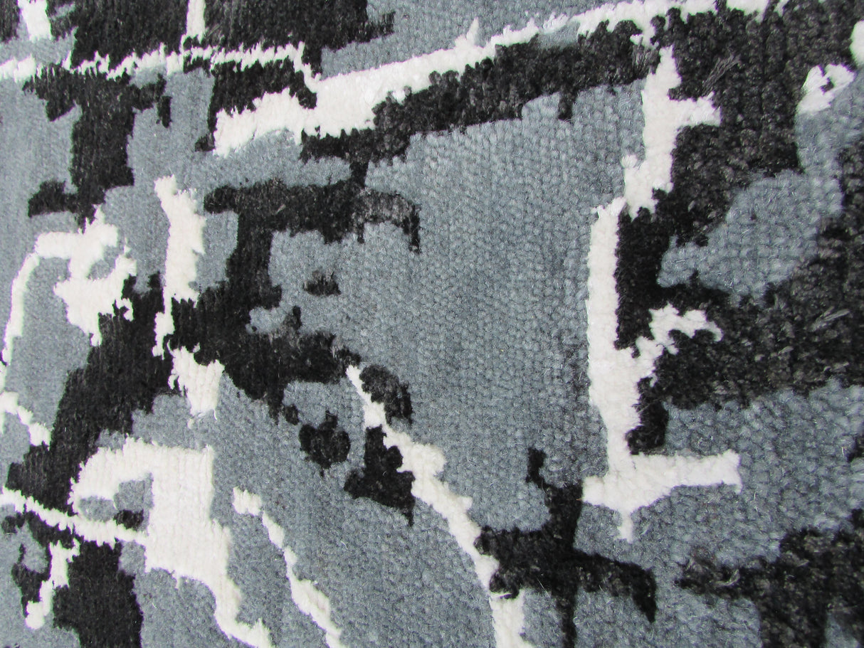 Exquisite Rugs Cecily Hand Knotted Wool/Bamboo Silk in 2201 Black/Gray 8' x 10' Area Rug