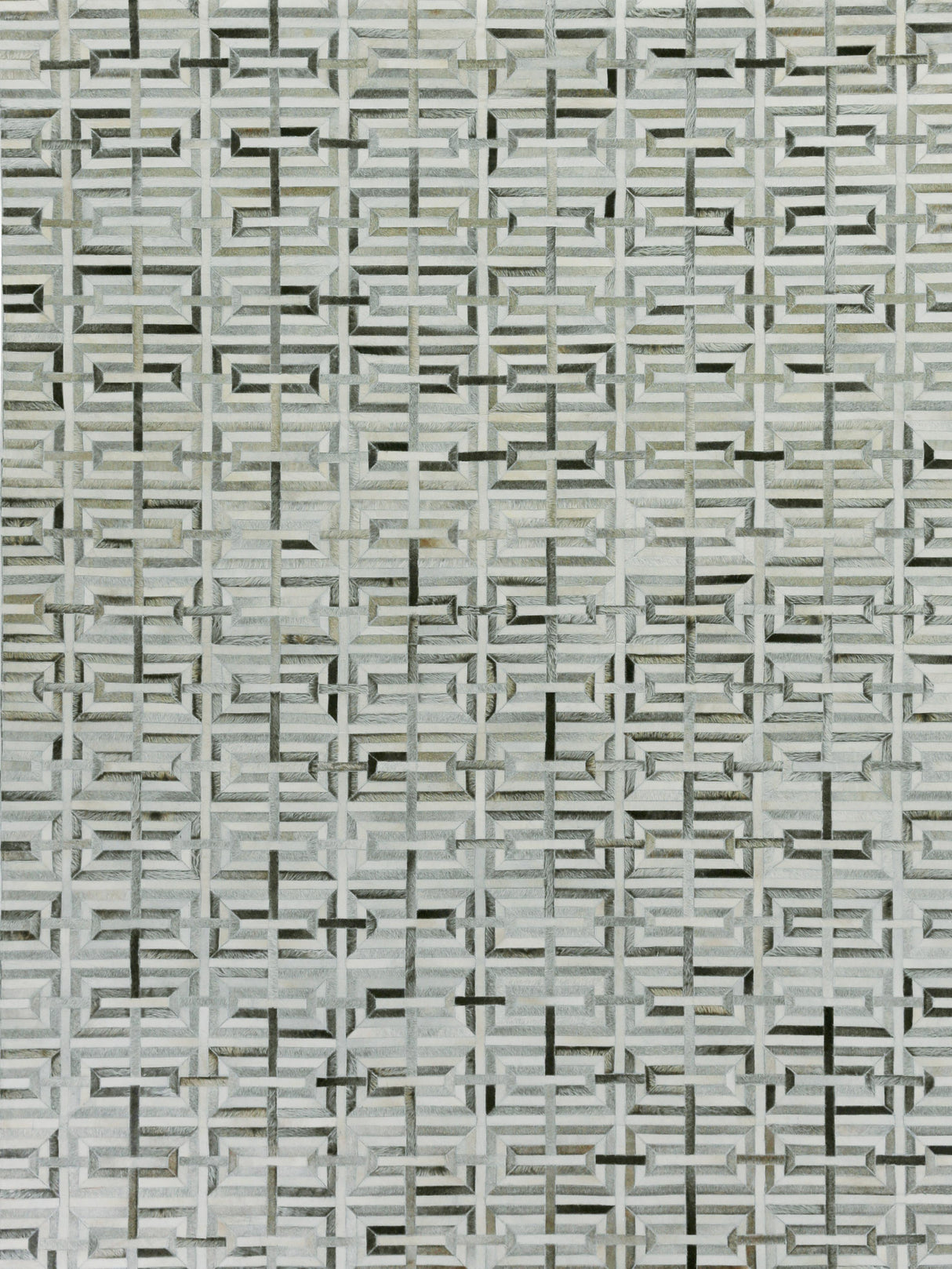 Exquisite Rugs Natural Hide Handmade Leather Hide in 2202 Silver/Ivory 8' x 11' Area Rug