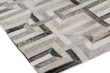 Exquisite Rugs Natural Hide Handmade Leather Hide in 2202 Silver/Ivory 8' x 11' Area Rug