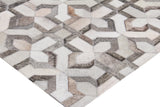 Exquisite Rugs Natural Hide Handmade Leather Hide in 2209 Silver/Ivory 8' x 10' Area Rug