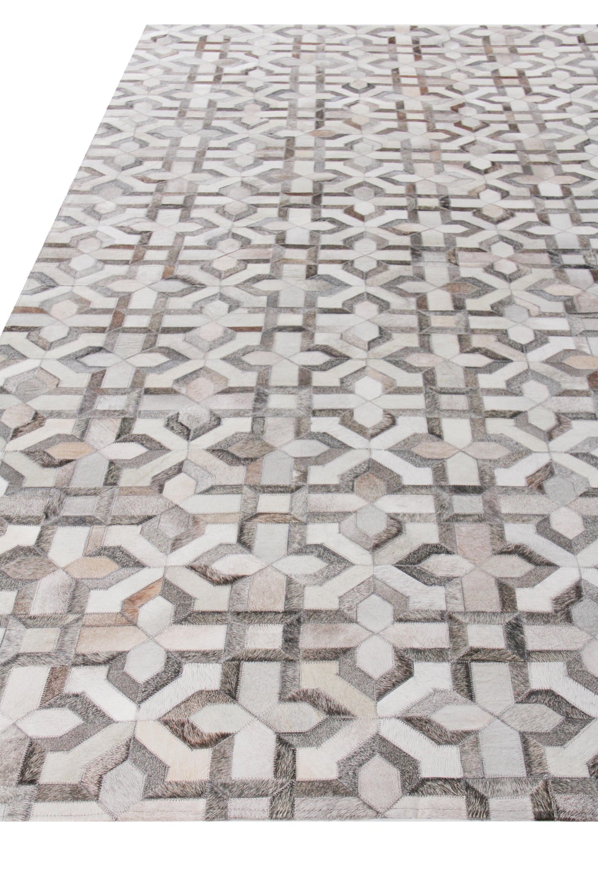 Exquisite Rugs Natural Hide Handmade Leather Hide in 2209 Silver/Ivory 8' x 11' Area Rug