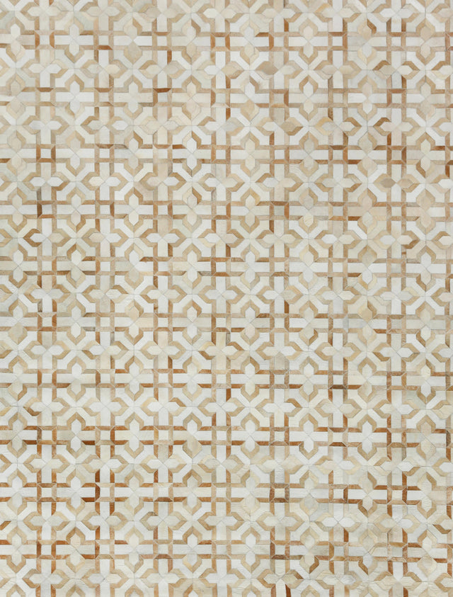 Exquisite Rugs Natural Hide Handmade Leather Hide in 2210 Beige/Ivory 5' x 8' Area Rug