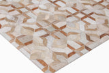 Exquisite Rugs Natural Hide Handmade Leather Hide in 2210 Beige/Ivory 5' x 8' Area Rug
