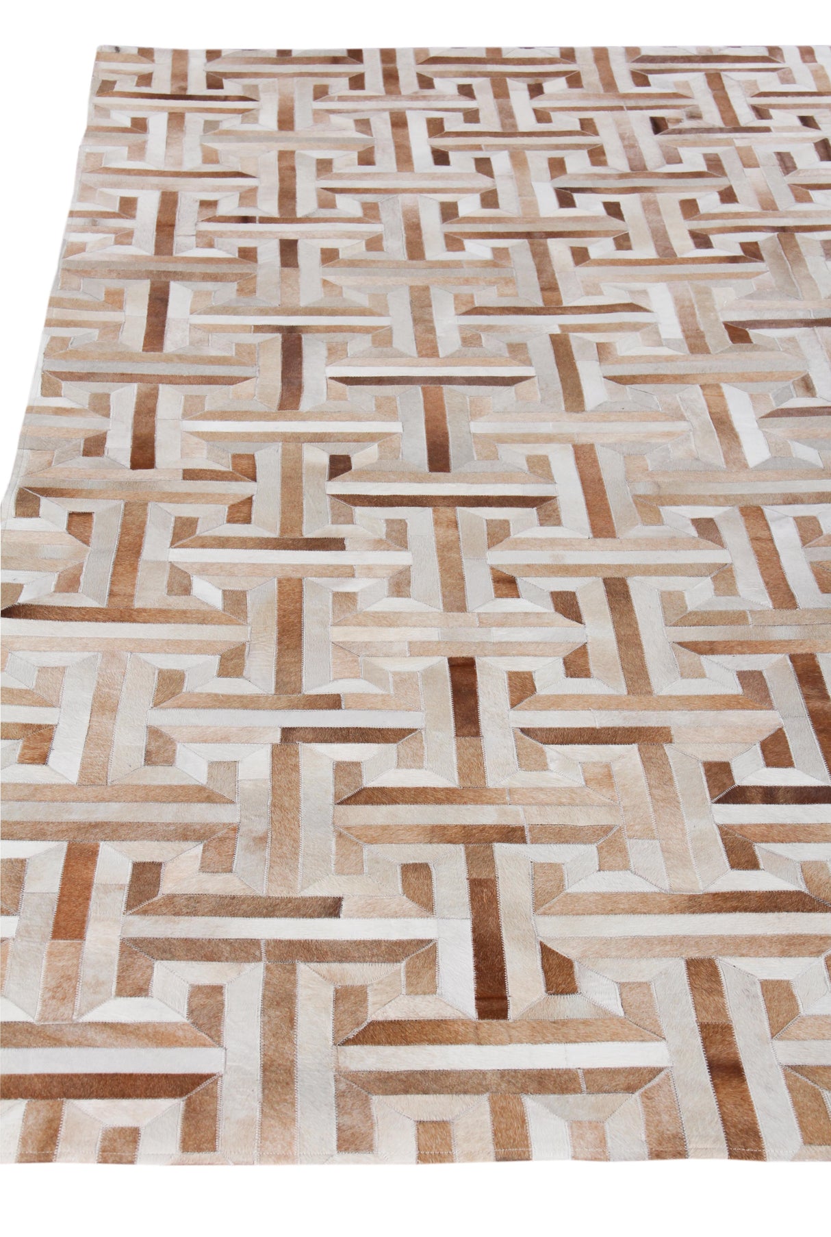 Exquisite Rugs Natural Hide Handmade Leather Hide in 2215 Beige/Multi 8' x 10' Area Rug