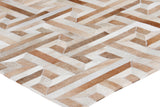 Exquisite Rugs Natural Hide Handmade Leather Hide in 2215 Beige/Multi 8' x 10' Area Rug