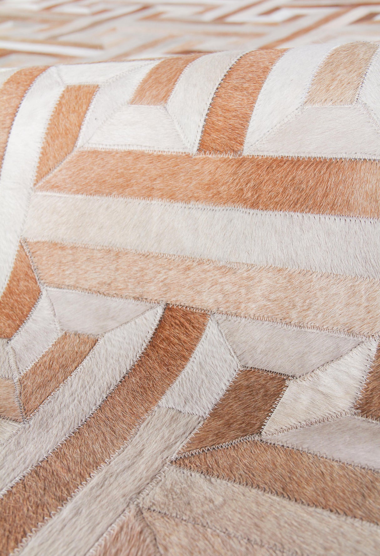 Exquisite Rugs Natural Hide Handmade Leather Hide in 2215 Beige/Multi 8' x 10' Area Rug
