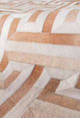 Exquisite Rugs Natural Hide Handmade Leather Hide in 2215 Beige/Multi 8' x 10' Area Rug