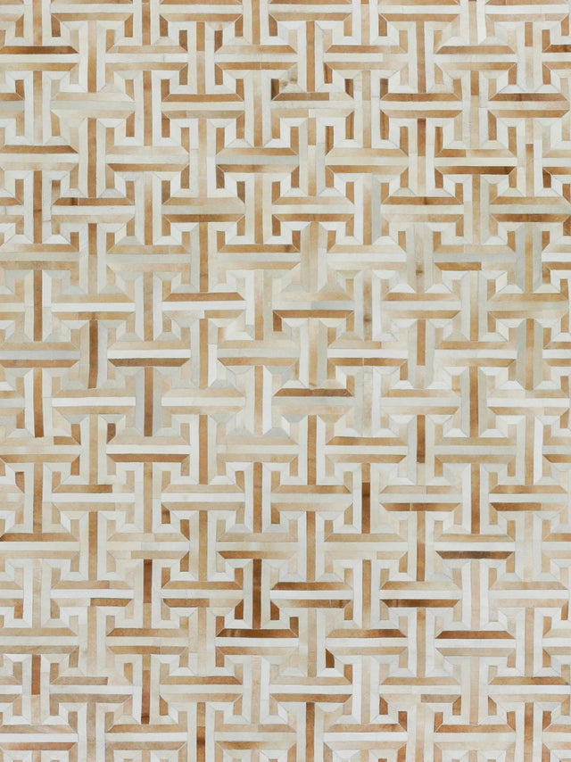 Exquisite Rugs Natural Hide Handmade Leather Hide in 2215 Beige/Multi 8' x 10' Area Rug