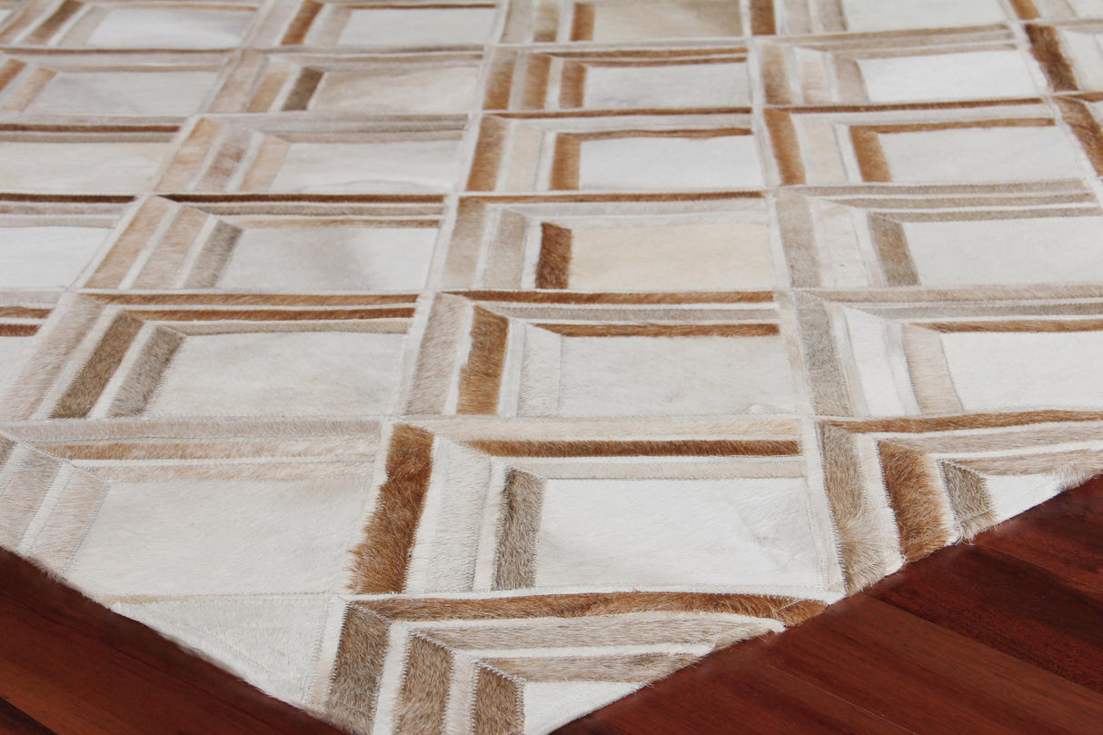 Exquisite Rugs Natural Hide Handmade Leather Hide in 2218 Beige 8' x 10' Area Rug