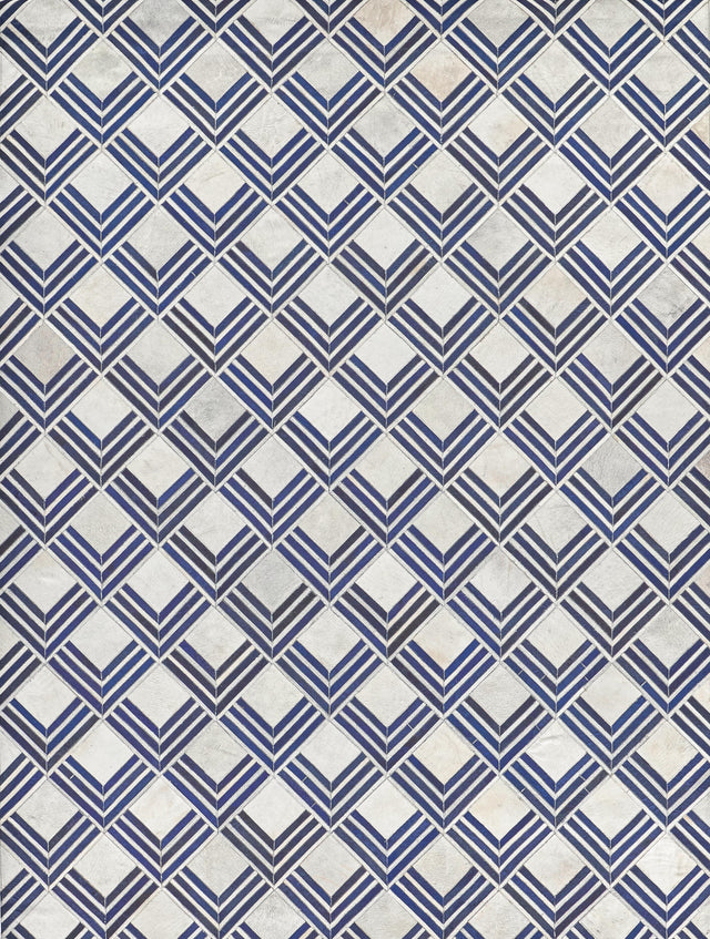 Exquisite Rugs Natural Hide Handmade Leather Hide in 2219 Navy/Multi 5' x 8' Area Rug