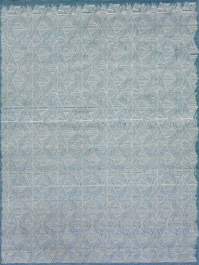 Exquisite Rugs Pavilion Flatweave Wool/Polyester in 2224 Blue/Silver 5' x 8' Area Rug