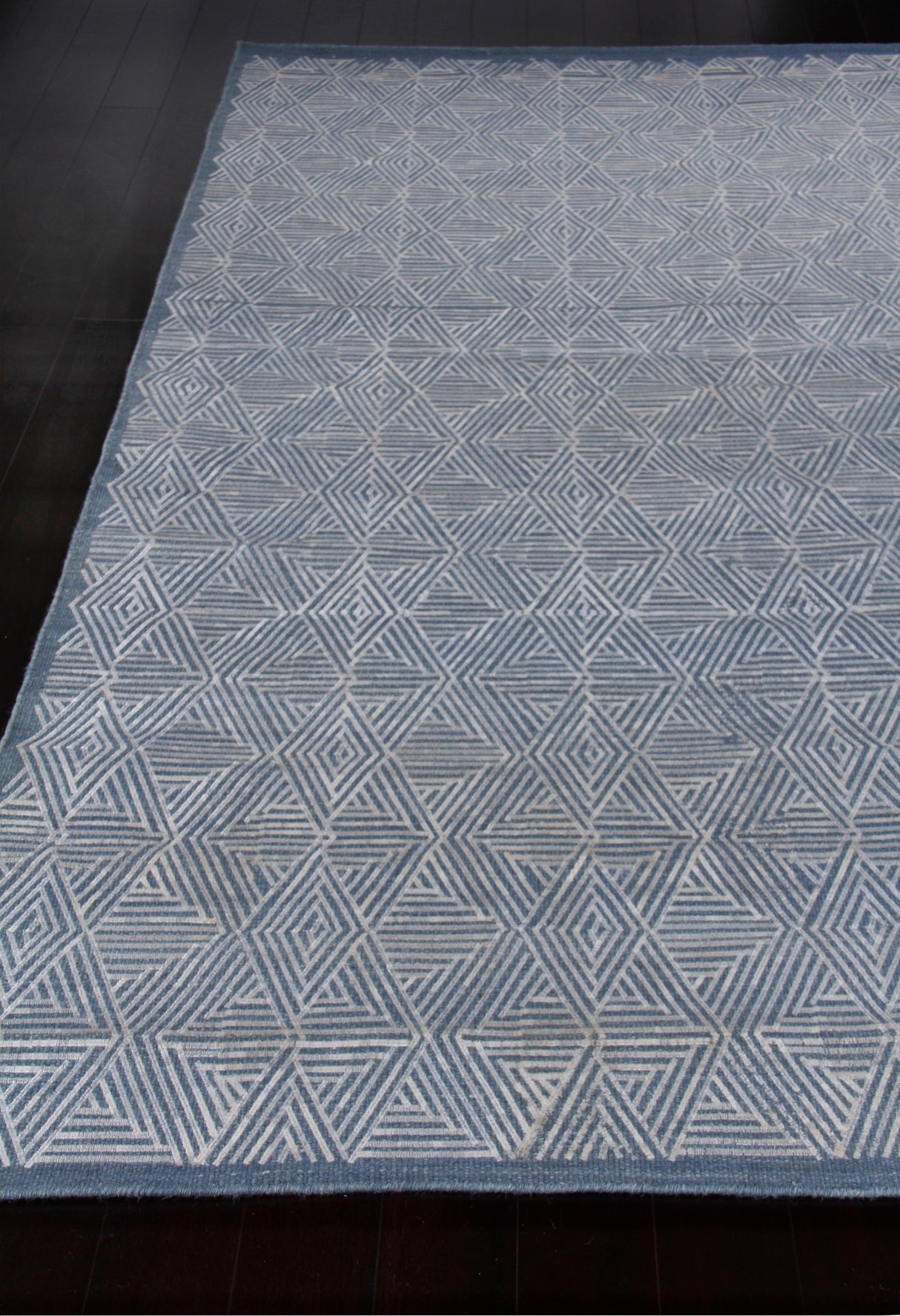 Exquisite Rugs Pavilion Flatweave Wool/Polyester in 2224 Blue/Silver 5' x 8' Area Rug
