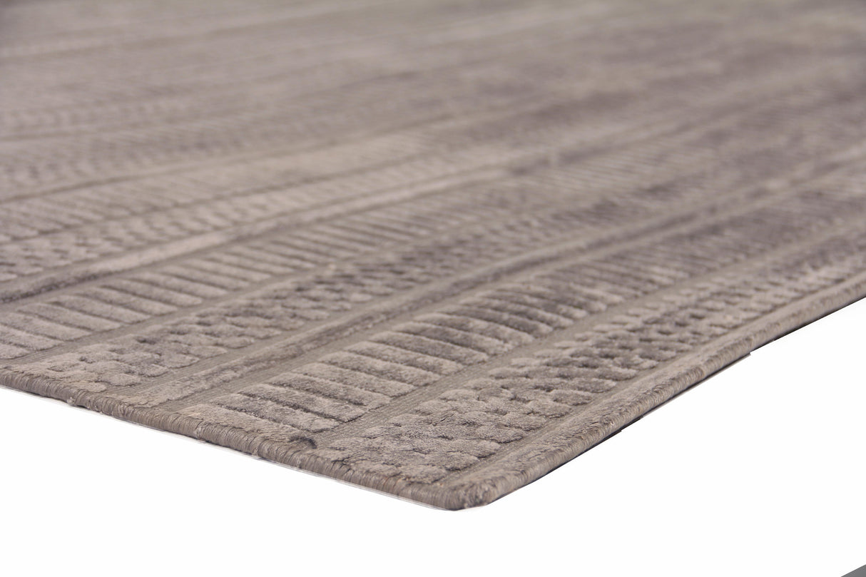 Exquisite Rugs Addison Hand Loomed Bamboo Silk in 2237 Dark Beige/Multi 6' x 9' Area Rug