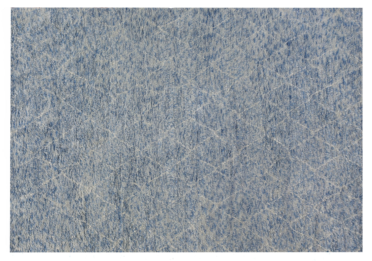 Exquisite Rugs Moroccan Hand Knotted New Zealand Wool in 2245 Blue 6' x 9' Area Rug