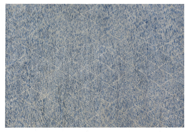 Exquisite Rugs Moroccan Hand Knotted New Zealand Wool in 2245 Blue 6' x 9' Area Rug
