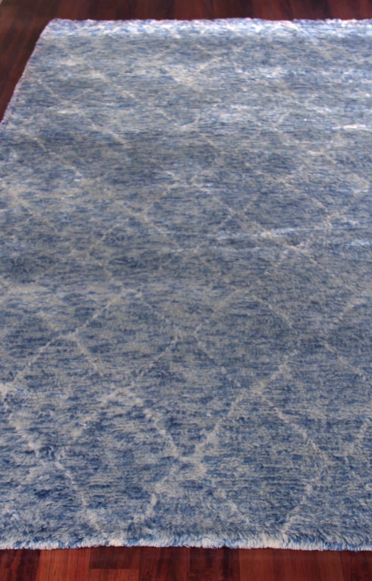 Exquisite Rugs Moroccan Hand Knotted New Zealand Wool in 2245 Blue 6' x 9' Area Rug