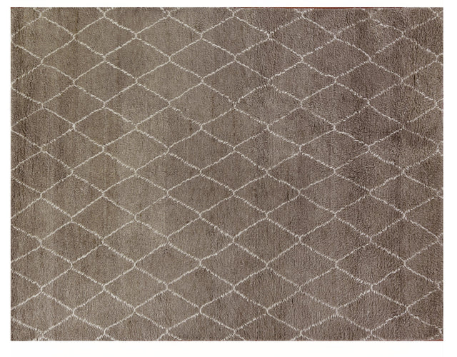 Exquisite Rugs Moroccan Hand Knotted New Zealand Wool in 2250 Brown 10' x 14' Area Rug