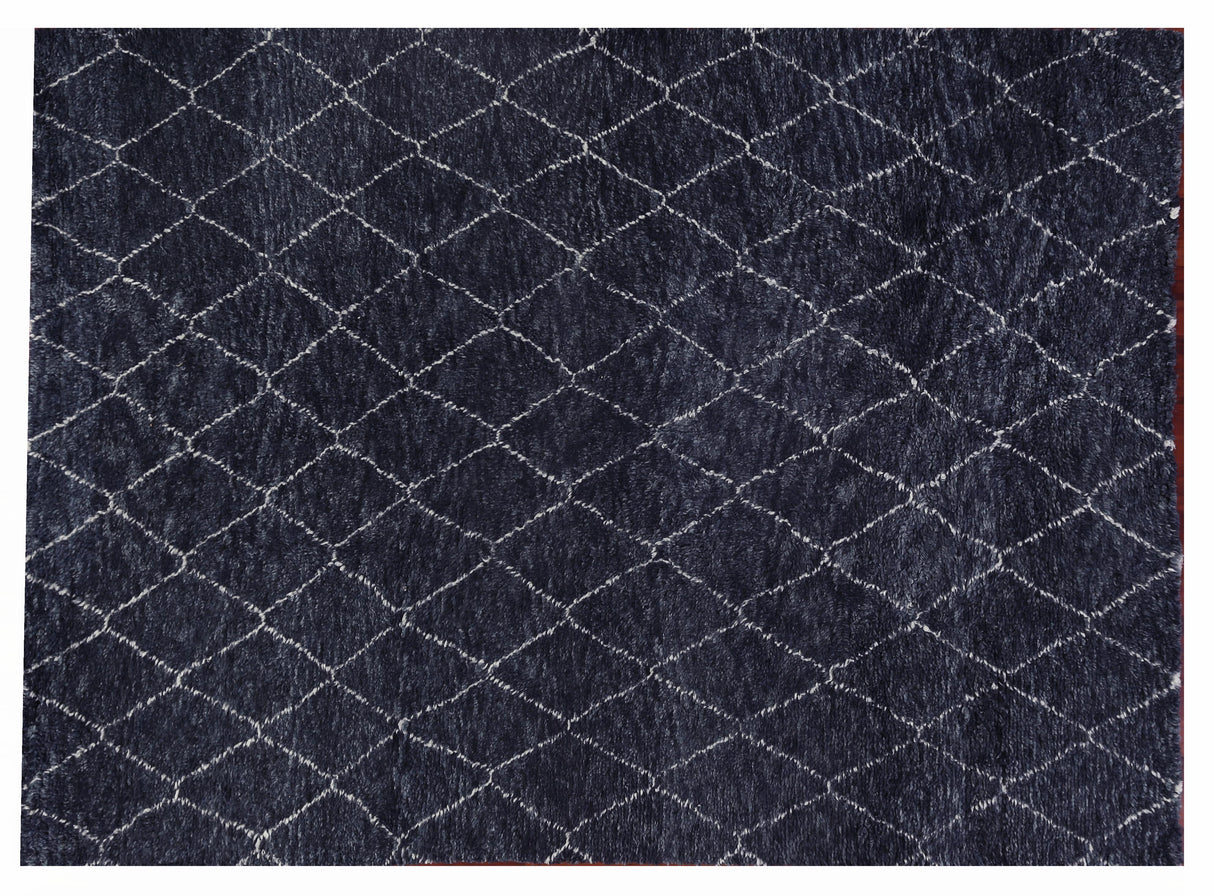 Exquisite Rugs Moroccan Hand Knotted New Zealand Wool in 2251 Charcoal 8' x 10' Area Rug