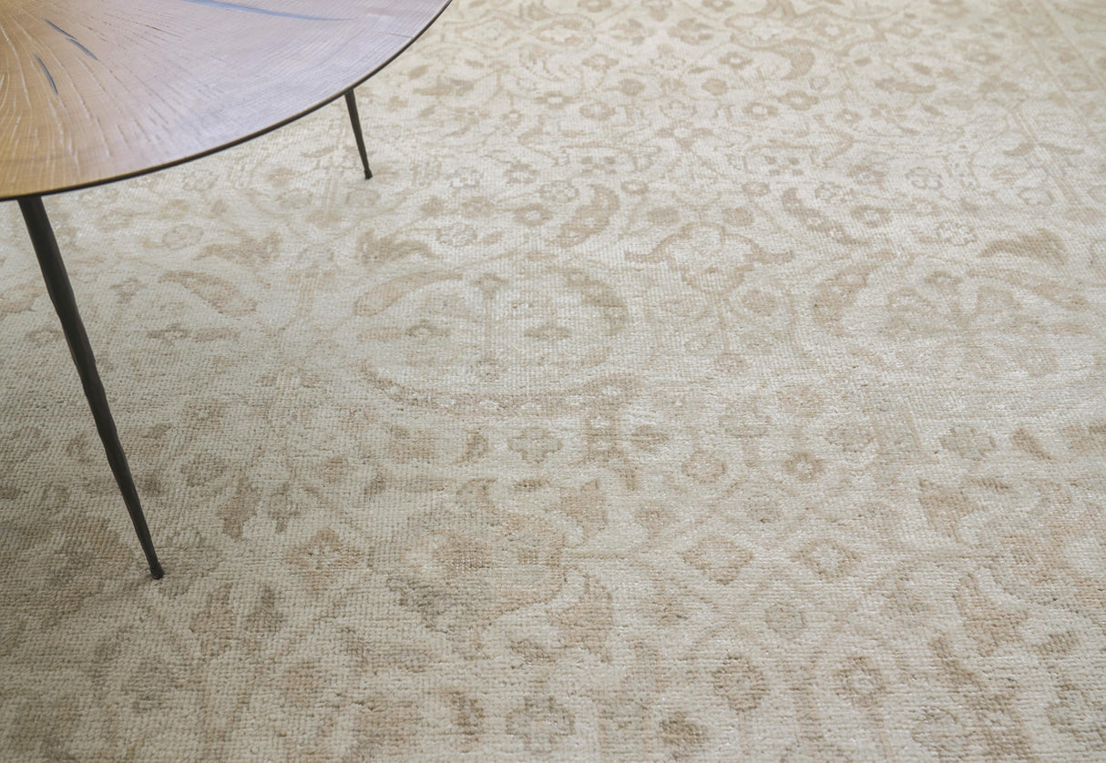 Exquisite Rugs Restoration Hand Knotted New Zealand Wool in 2254 Beige/Gold 10' x 14' Area Rug