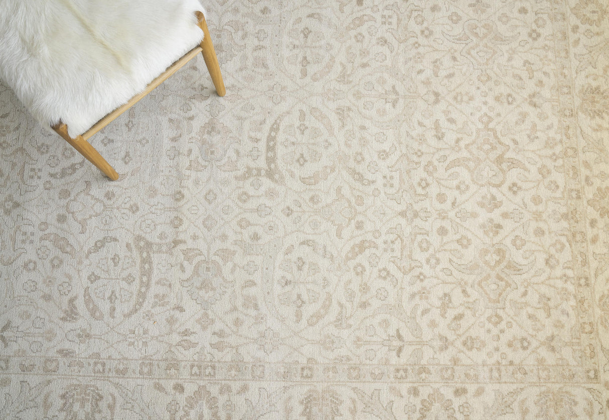 Exquisite Rugs Restoration Hand Knotted New Zealand Wool in 2254 Beige/Gold 10' x 14' Area Rug