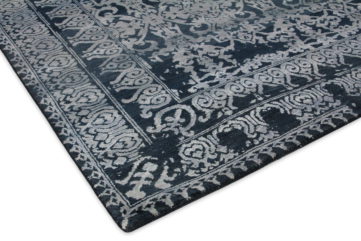 Exquisite Rugs Lexington Hand Knotted Wool/Bamboo Silk in 2380 Denim Blue/Light Blue 8' x 10' Area Rug