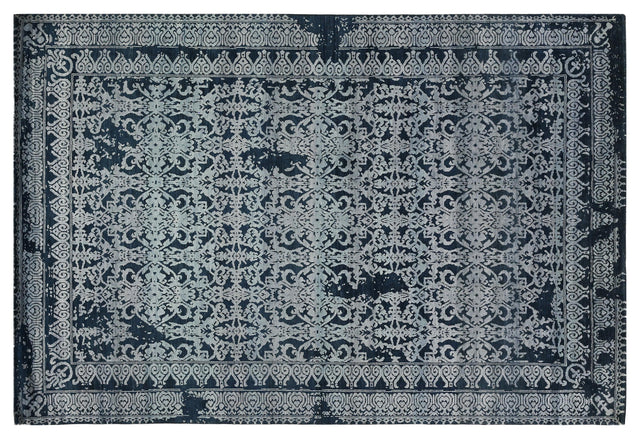 Exquisite Rugs Lexington Hand Knotted Wool/Bamboo Silk in 2380 Denim Blue/Light Blue 8' x 10' Area Rug