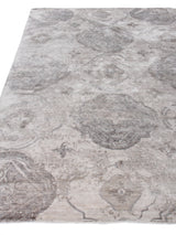 Exquisite Rugs Antique'd Silk Hand Knotted Bamboo Silk in 2431 Beige/Ivory/Gray 6' x 9' Area Rug