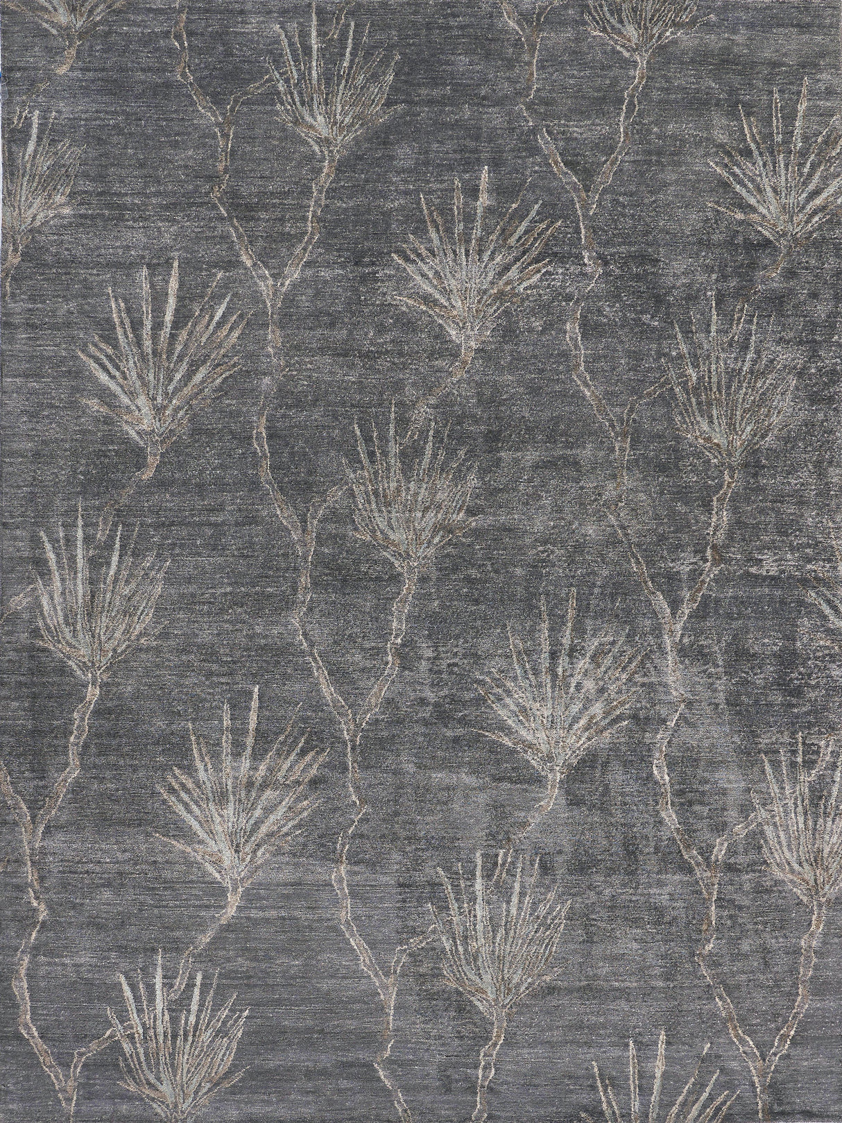 Exquisite Rugs Antique'd Silk Hand Knotted Bamboo Silk in 2433 Dark Gray/Gray 8' x 10' Area Rug