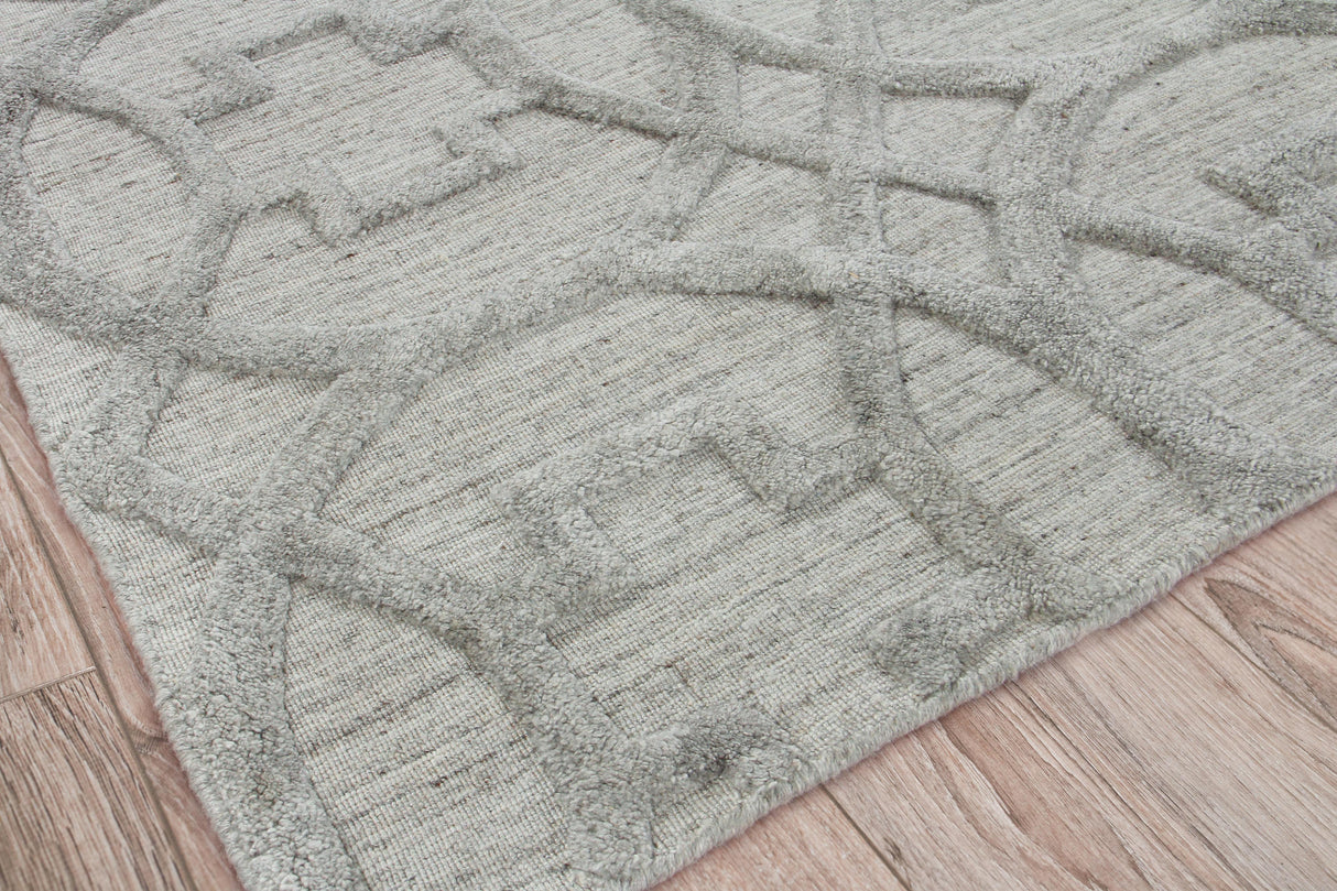 Exquisite Rugs Windsor Hand-loomed Wool/Bamboo Silk 2448 Light Silver 4' x 6' Area Rug