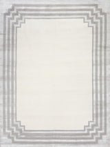 Exquisite Rugs Vero Hand Knotted Wool/Bamboo Silk in 2501 Ivory/Silver/Dark Gray 10' x 14' Area Rug