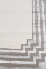 Exquisite Rugs Vero Hand Knotted Wool/Bamboo Silk in 2501 Ivory/Silver/Dark Gray 10' x 14' Area Rug