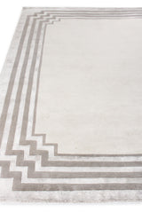 Exquisite Rugs Vero Hand Knotted Wool/Bamboo Silk in 2501 Ivory/Silver/Dark Gray 10' x 14' Area Rug