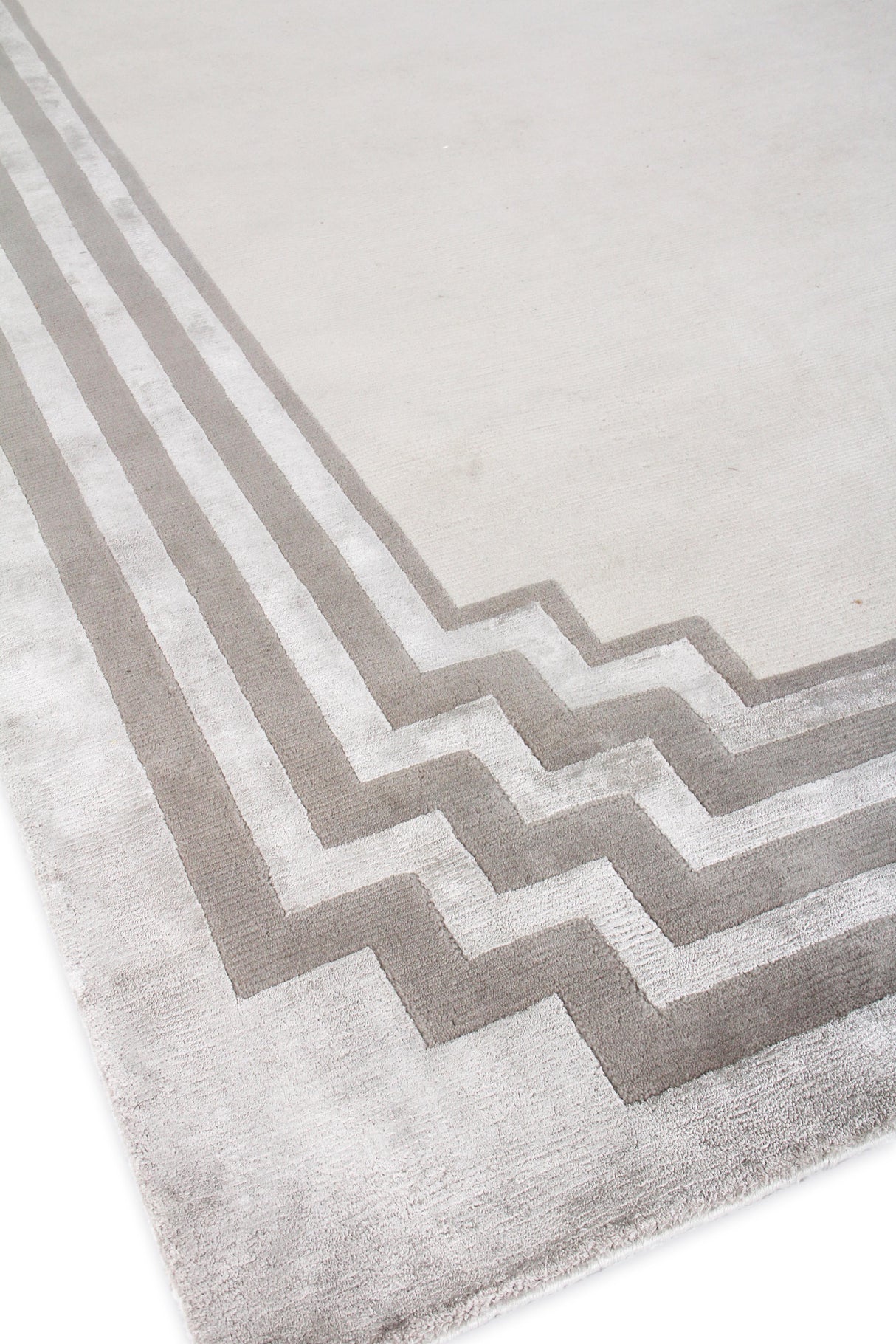 Exquisite Rugs Vero Hand Knotted Wool/Bamboo Silk in 2501 Ivory/Silver/Dark Gray 10' x 14' Area Rug