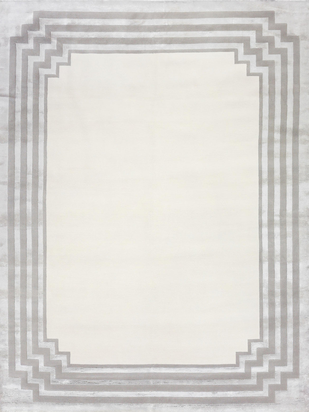 Exquisite Rugs Vero Hand Knotted Wool/Bamboo Silk in 2501 Ivory/Silver/Dark Gray 8' x 10' Area Rug