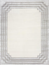 Exquisite Rugs Vero Hand Knotted Wool/Bamboo Silk in 2501 Ivory/Silver/Dark Gray 8' x 10' Area Rug