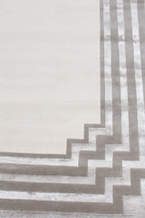 Exquisite Rugs Vero Hand Knotted Wool/Bamboo Silk in 2501 Ivory/Silver/Dark Gray 8' x 10' Area Rug