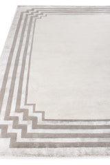 Exquisite Rugs Vero Hand Knotted Wool/Bamboo Silk in 2501 Ivory/Silver/Dark Gray 8' x 10' Area Rug