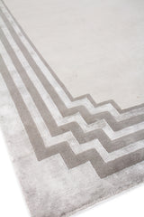 Exquisite Rugs Vero Hand Knotted Wool/Bamboo Silk in 2501 Ivory/Silver/Dark Gray 8' x 10' Area Rug