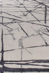 Exquisite Rugs Space Age Hand Knotted Wool/Bamboo Silk in 2502 Silver/Gray/Ivory 12' x 15' Area Rug