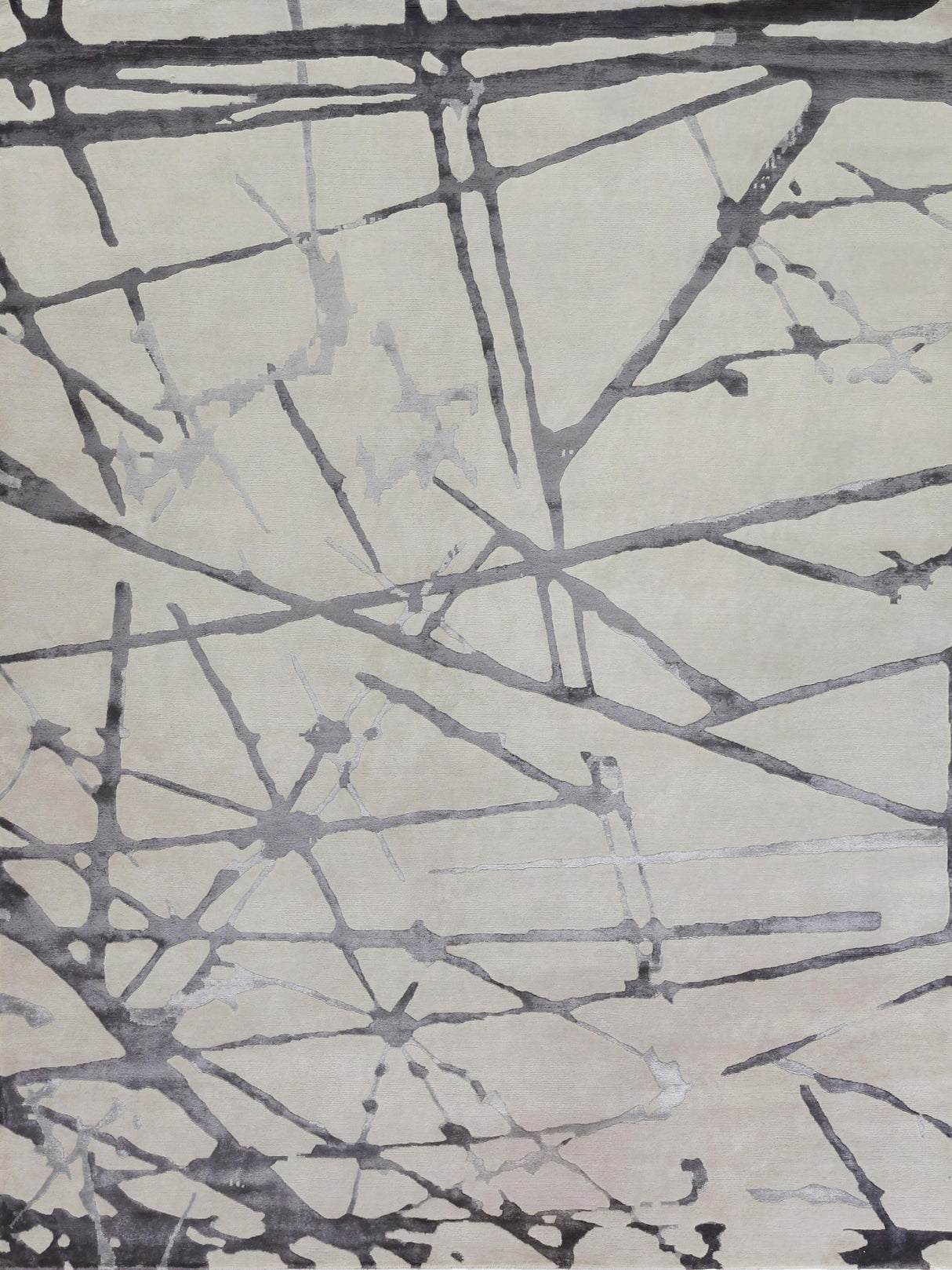 Exquisite Rugs Space Age Hand Knotted Wool/Bamboo Silk in 2502 Silver/Gray/Ivory 12' x 15' Area Rug