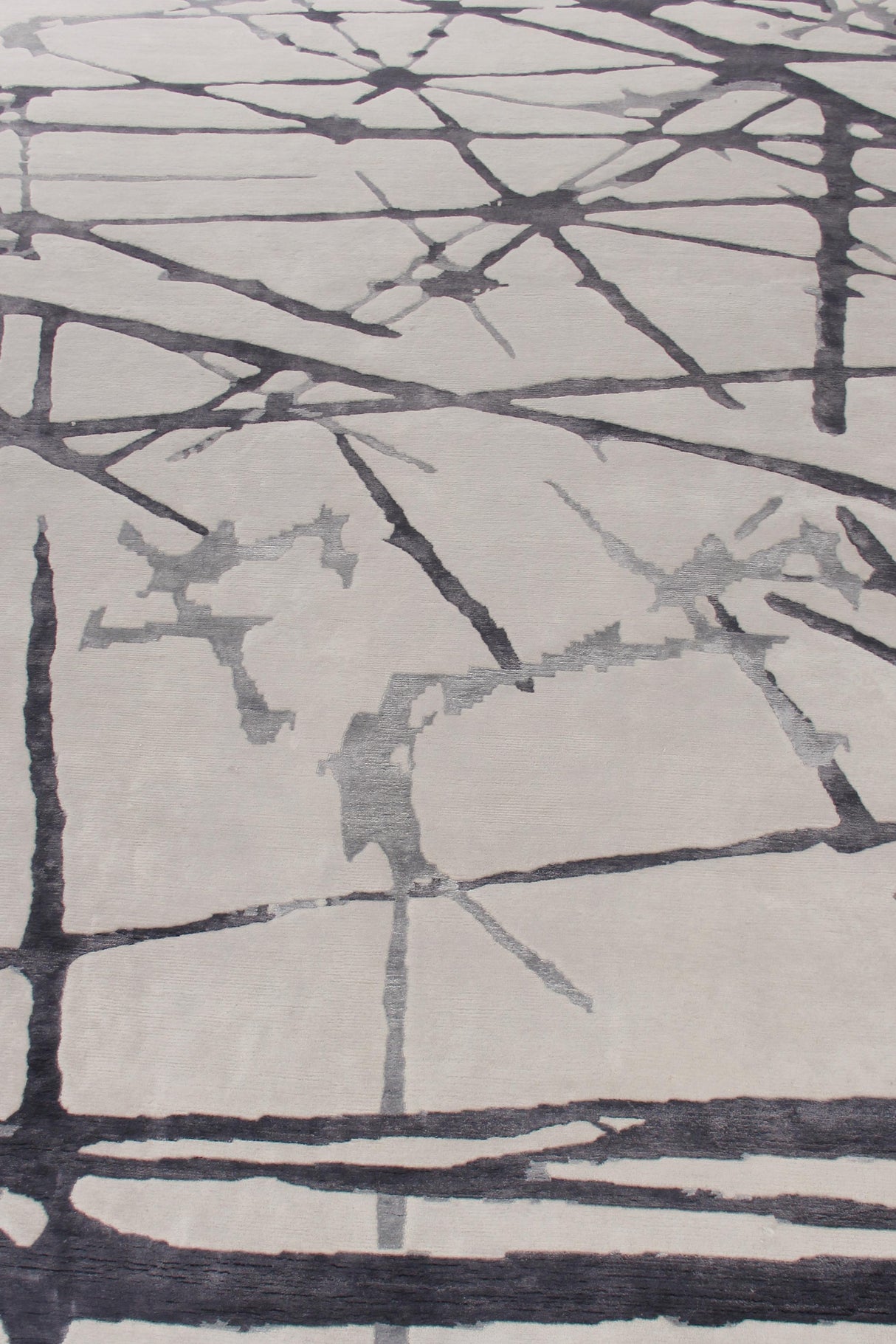 Exquisite Rugs Space Age Hand Knotted Wool/Bamboo Silk in 2502 Silver/Gray/Ivory 6' x 9' Area Rug