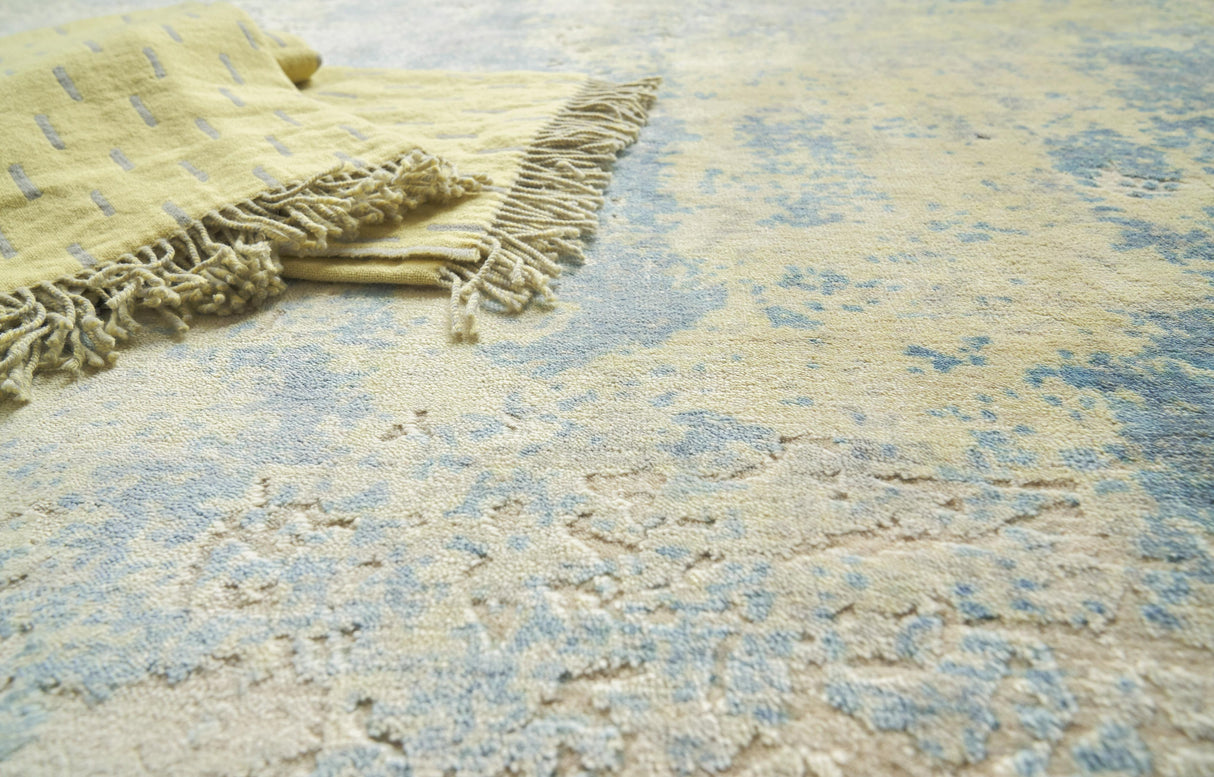 Exquisite Rugs Roset Hand Loomed Bamboo Silk in 2508 Beige/Blue 8' x 10' Area Rug